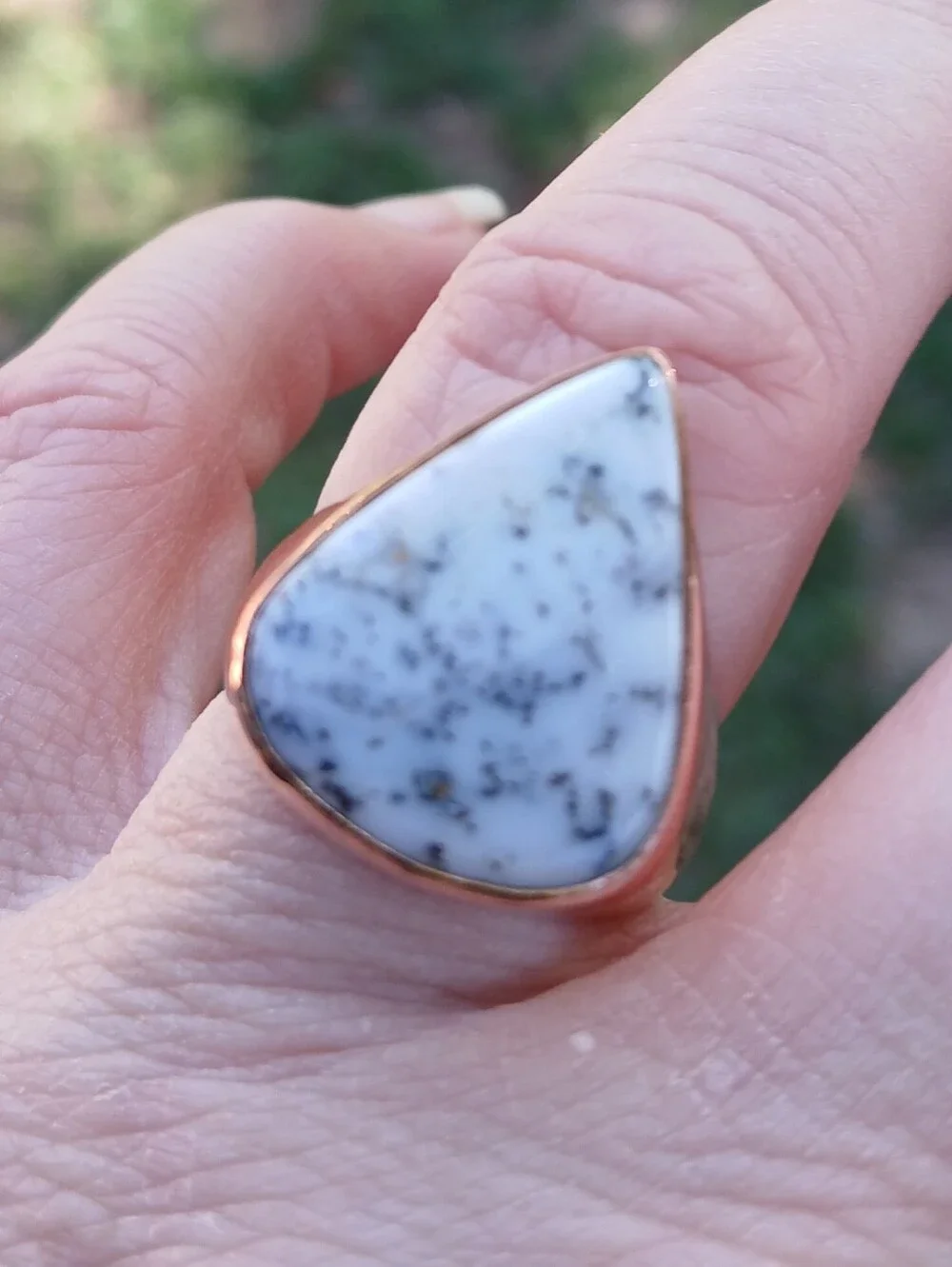 New Men's Dendritic Opal Copper Ring.